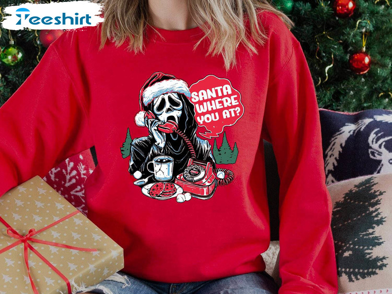 Santa Where You At Shirt, Christmas Crewneck Long Sleeve