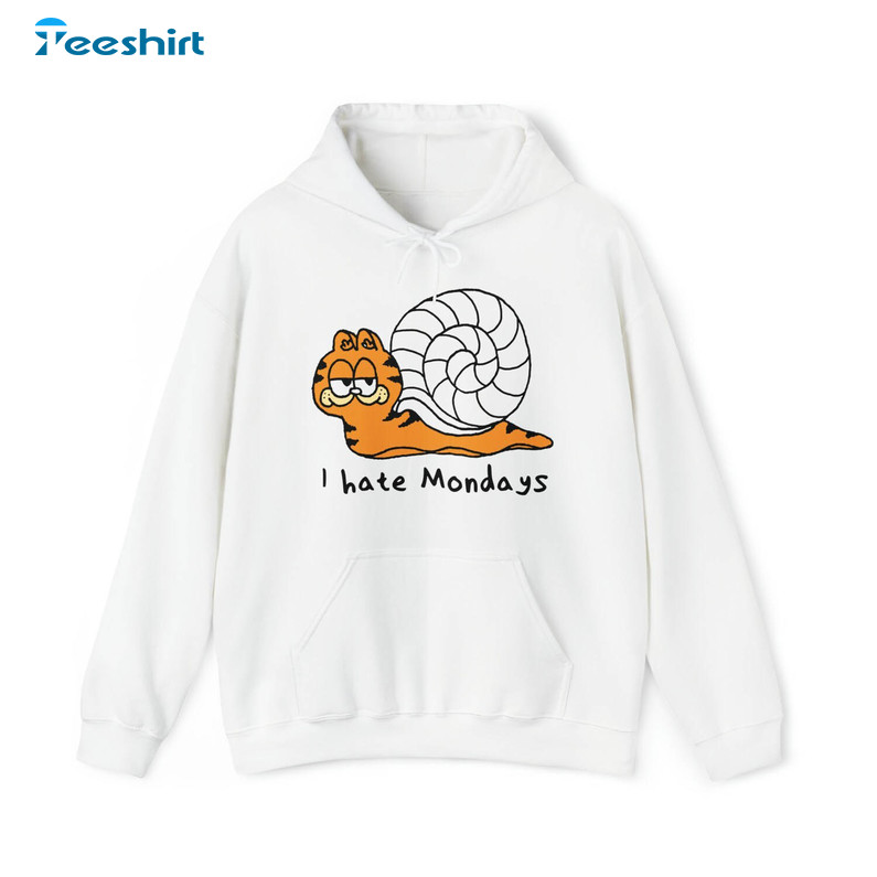 Garfield Funny Shirt, I Hate Mondays Snail Long Sleeve Unisex Hoodie