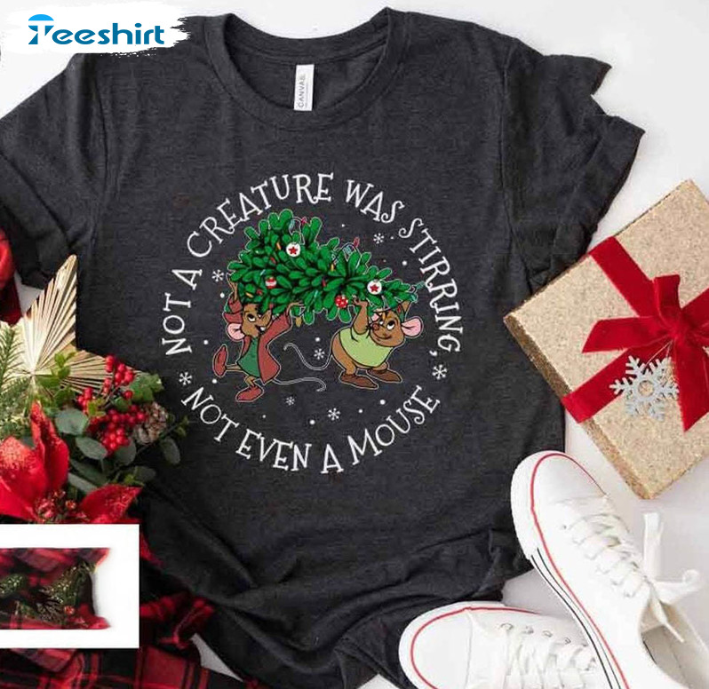 Not A Creature Was Stirring Shirt, Jaq And Gus Gus Short Sleeve Sweater