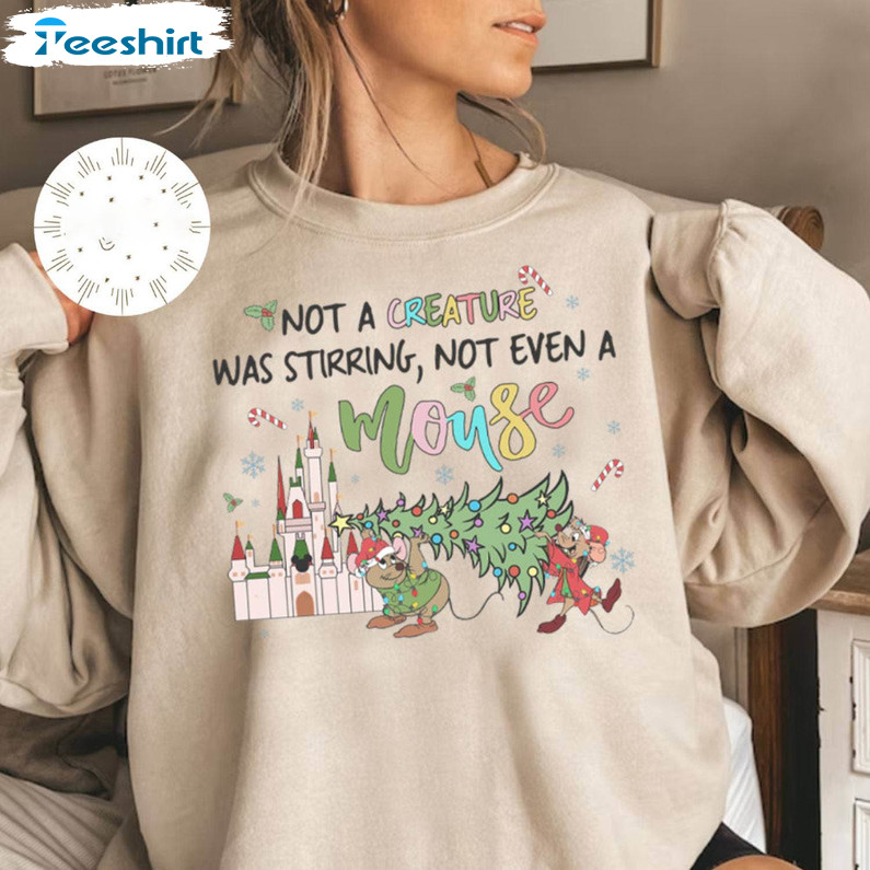 Vintage Not A Creature Was Stirring Not Even A Mouse Shirt, Jaq And Gus Gus Sweatshirt Unisex Hoodie