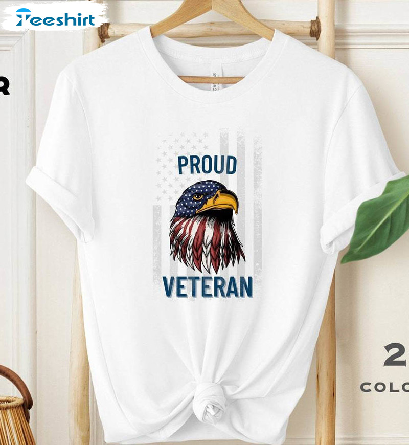 Proud Veteran Shirt, Usa Flag Eagle Unisex Hoodie Short Sleeve