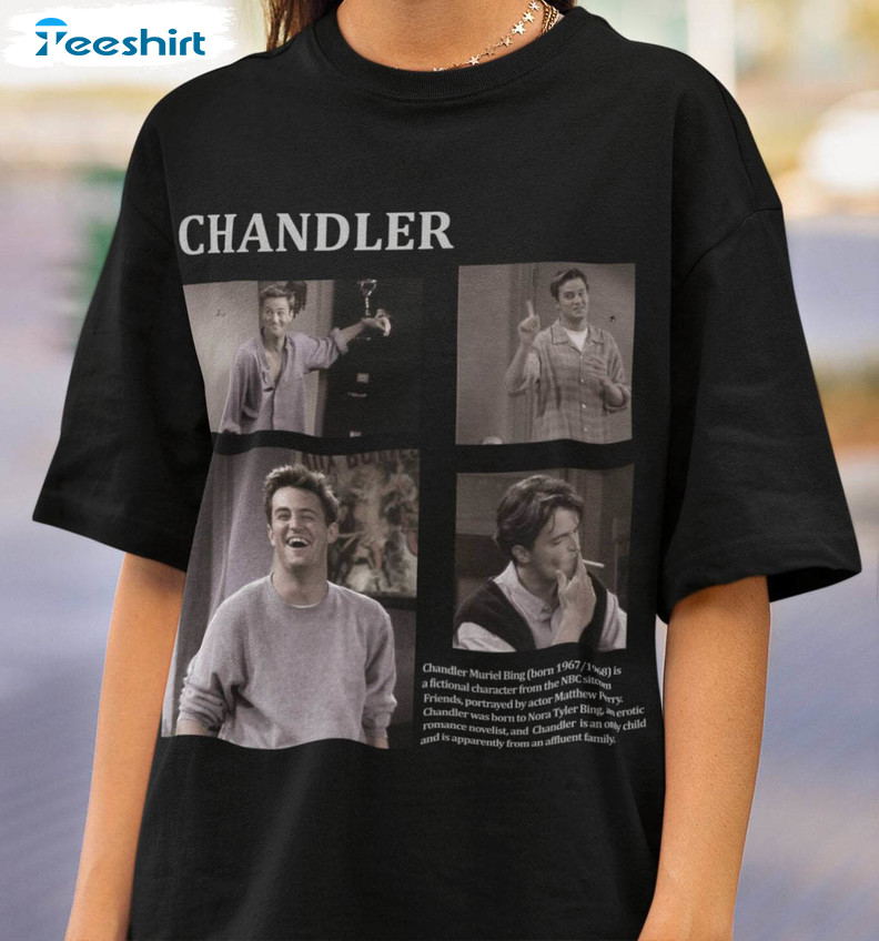 Chandler Bing Vintage Shirt, Matthew Perry Long Sleeve Unisex Hoodie