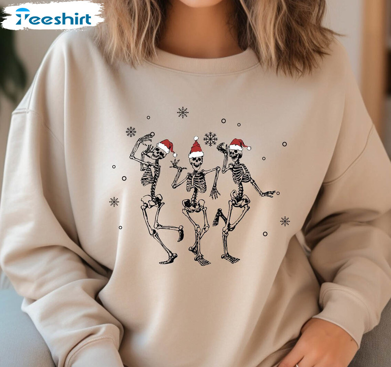 Skeleton Christmas Funny Shirt, Goth Christmas Long Sleeve Unisex Hoodie