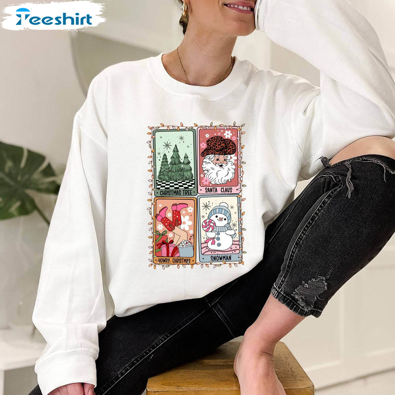 Tarot Card Christmas Shirt, Santa Claus Short Sleeve Tee Tops