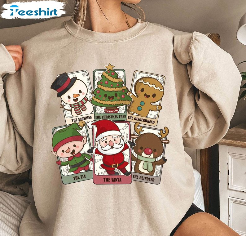 Tarot Card Christmas Shirt, Santa Ghost Christmas Long Sleeve Unisex Hoodie