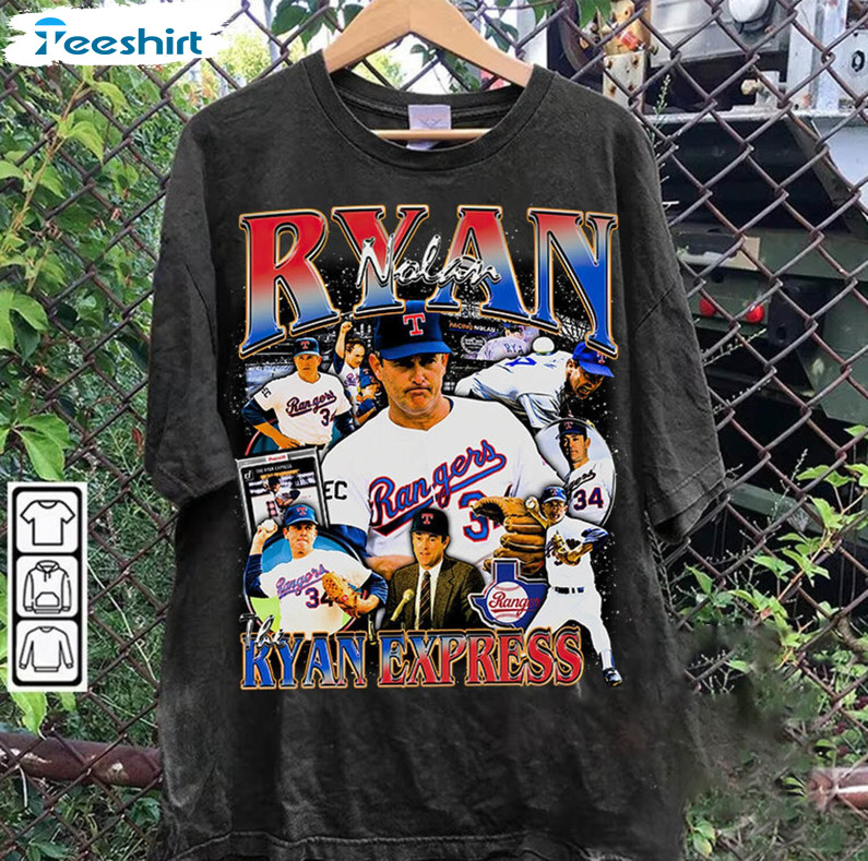 Nolan Ryan Shirt, Retro American Football Short Sleeve Long Sleeve