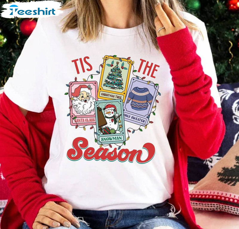 Tarot Card Christmas Shirt, Retro Snowman Unisex T Shirt Tee Tops