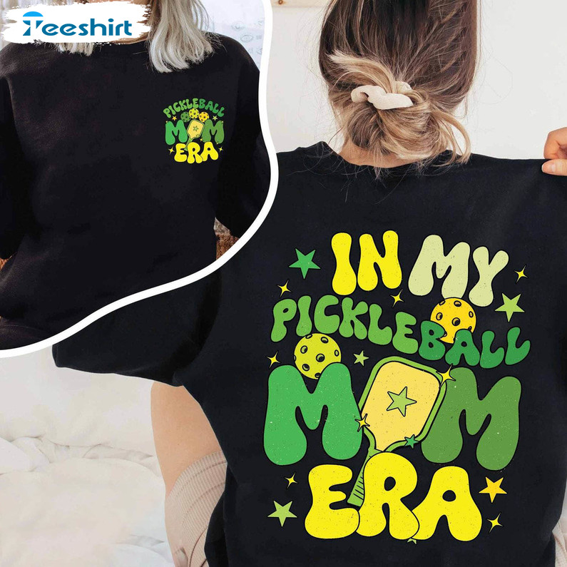 In My Pickleball Mom Era Shirt, Vintage Design Long Sleeve Unisex Hoodie