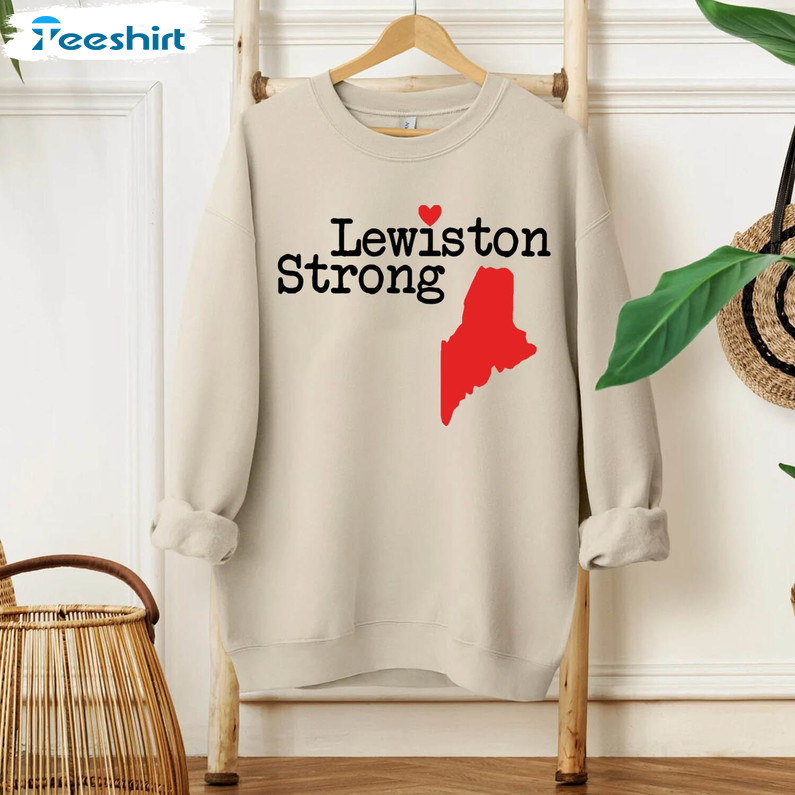 Lewiston Strong Retro Shirt, Support Victims And Families In Lewiston Maine Unisex Hoodie Crewneck Sweatshirt