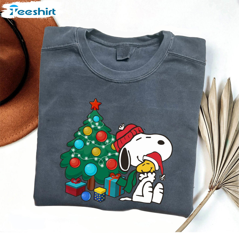 Peanuts Snoopy Christmas Shirt, Snoopy And Woodstock Christmas Crew Hoodie Tee Tops