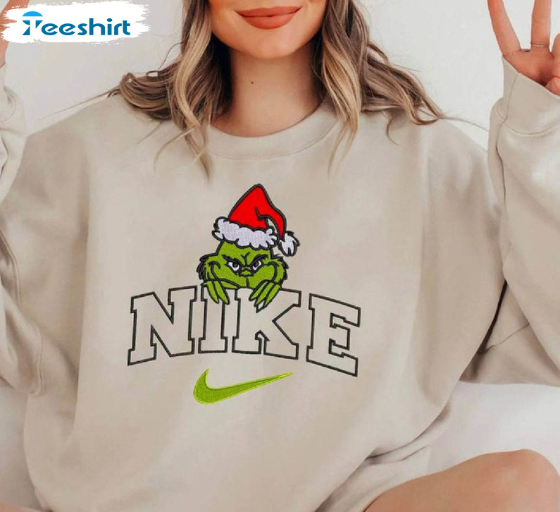 Nike Grinch Christmas Shirt, Merry Christmas Sweater Long Sleeve