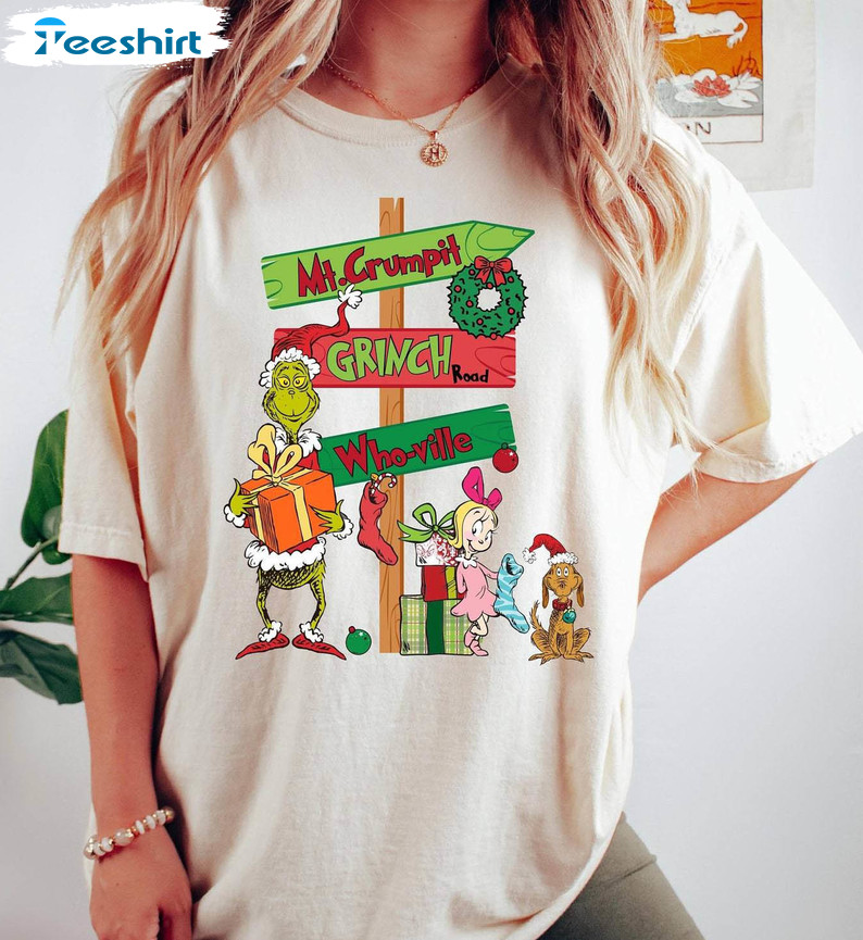 Grinch Road Christmas Shirt, Who Ville Sweater Short Sleeve