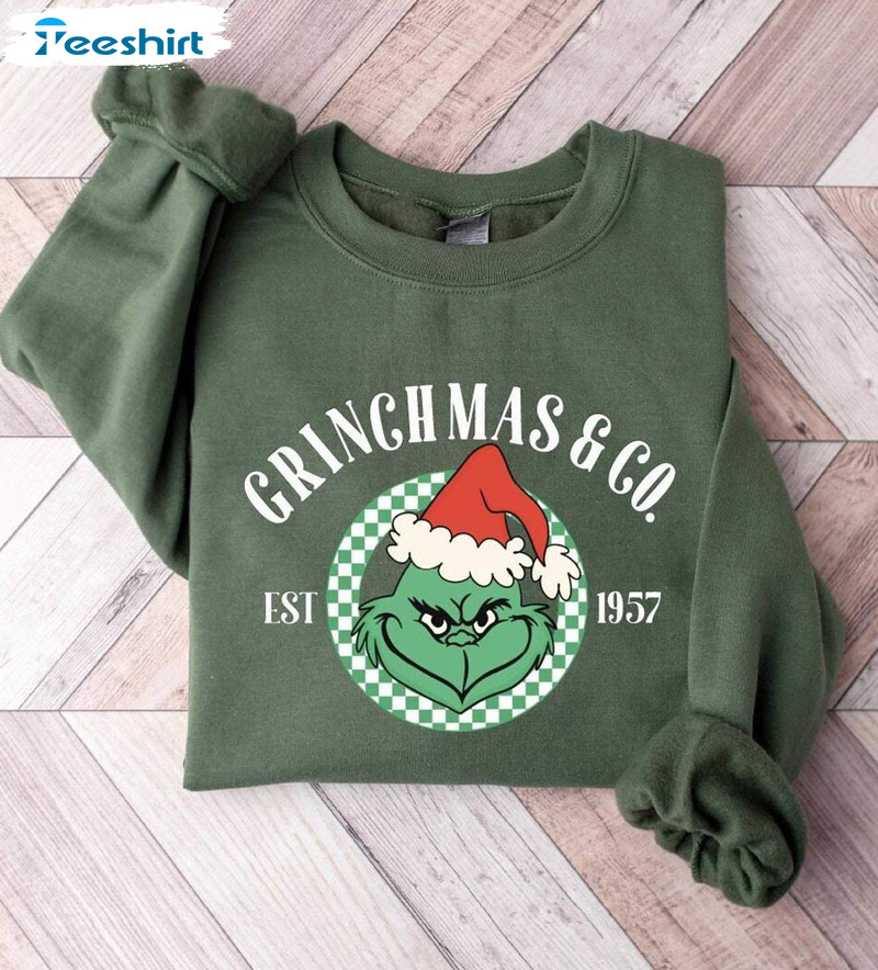 Grinchmas And Co Funny Shirt, Christmas Grinch Face Short Sleeve Long Sleeve