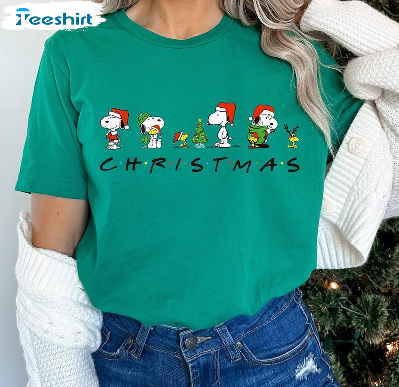 Peanuts Snoopy Christmas Shirt, Christmas Cartoon Dog Long Sleeve Short Sleeve