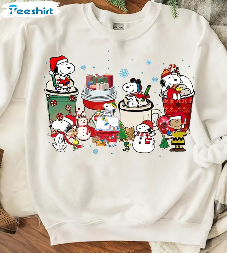 Peanuts Snoopy Christmas Shirt, Funny Snoopy Tee Tops Short Sleeve