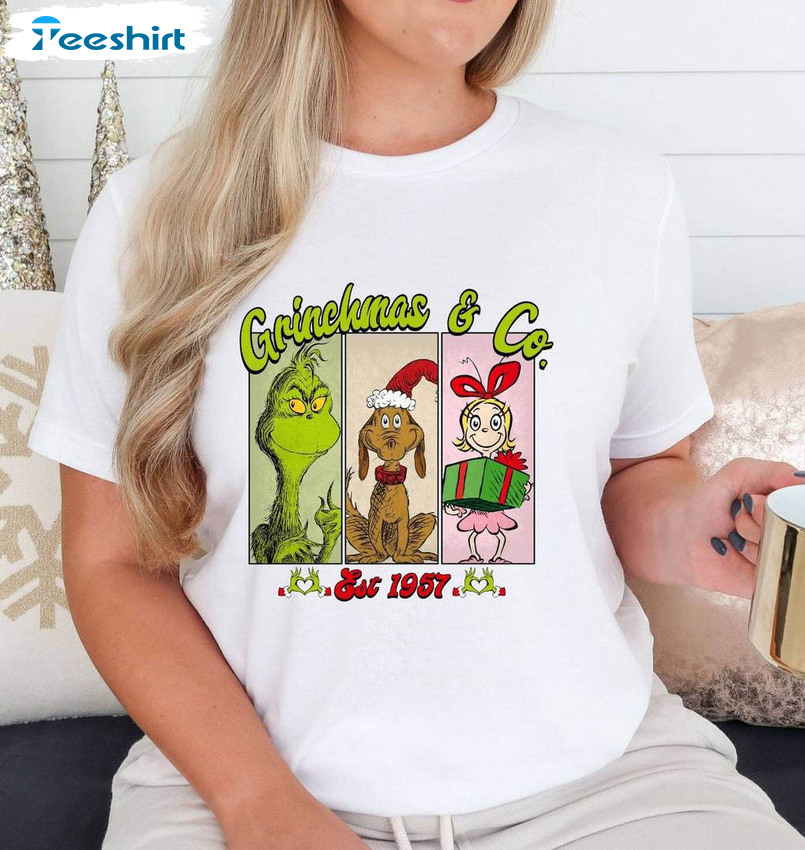 Grinchmas And Co Shirt, Merry Christmas Tee Tops Short Sleeve