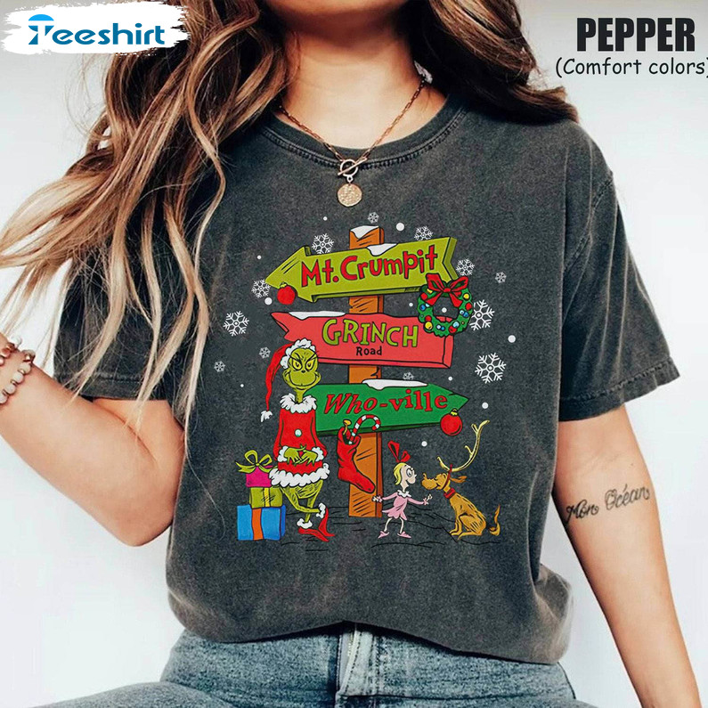 Grinch Road Shirt, Christmas Mt Crumpit Crewneck Sweatshirt Short Sleeve