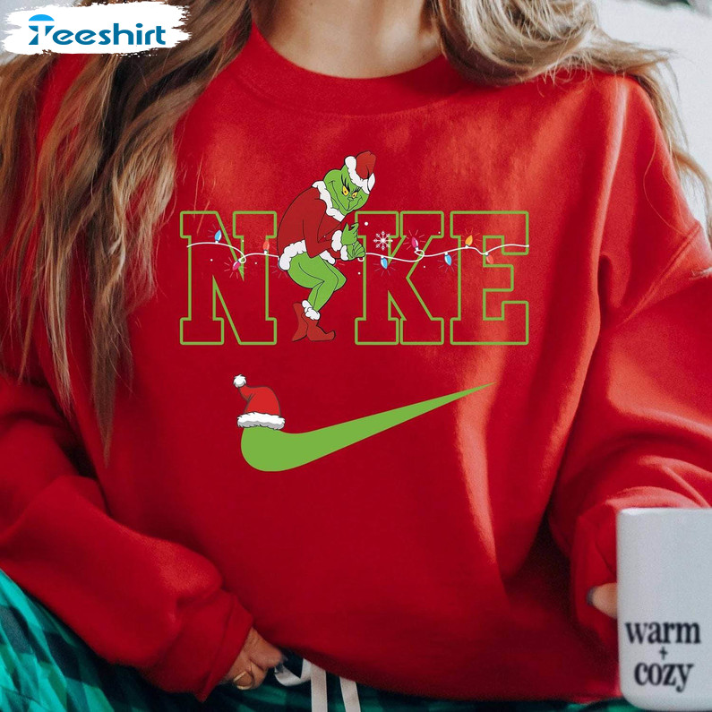 Nike Grinch Christmas Shirt, Funny Christmas Sweater Long Sleeve