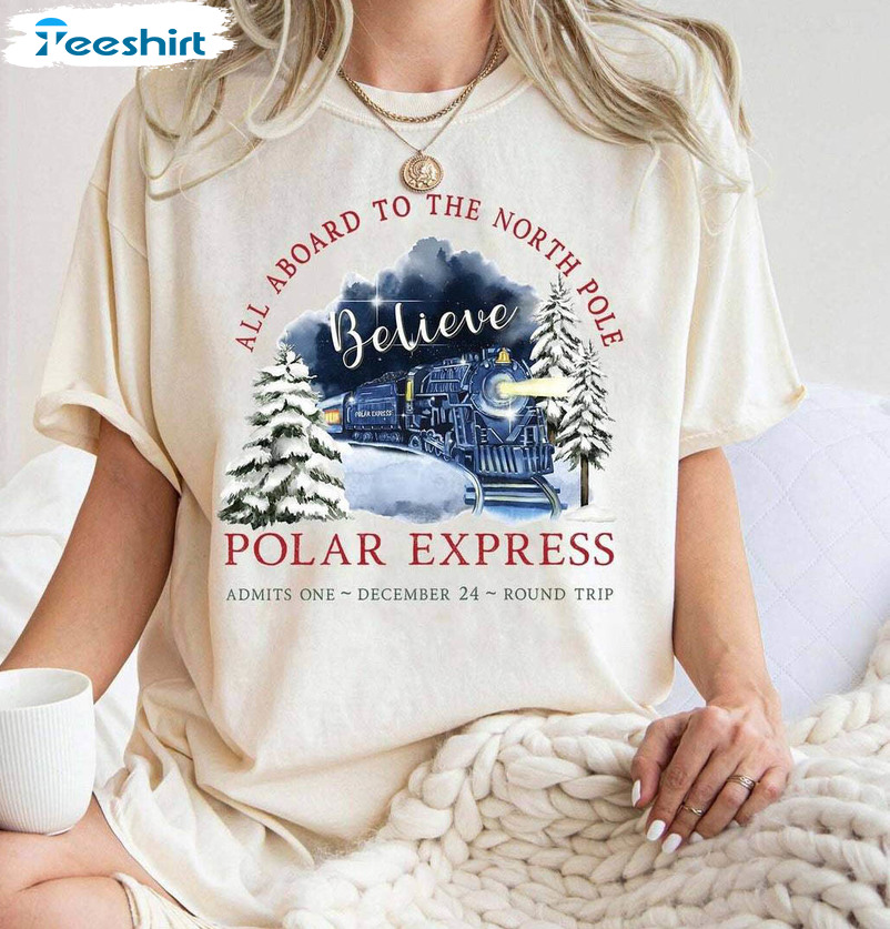 Vintage Polar Express Shirt, Polar Ticket Short Sleeve Sweater