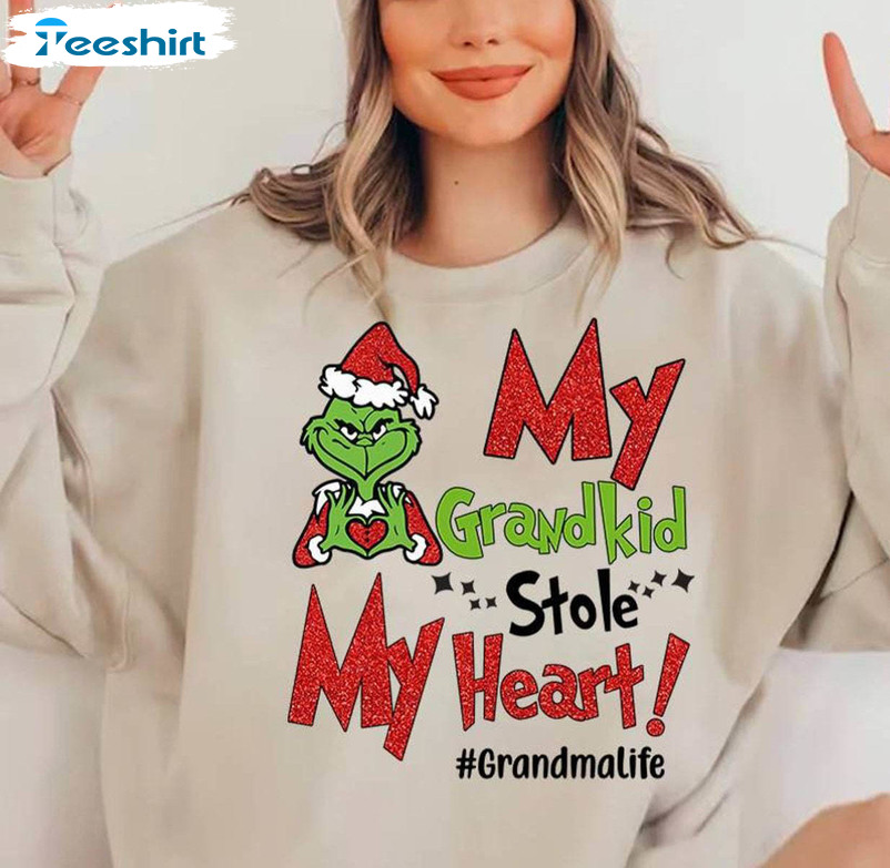 My Grandkids Stole My Heart Cute Shirt, Christmas Funny Unisex Hoodie Crewneck Sweatshirt