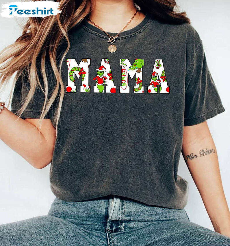 Grinch Mama Shirt, Christmas Mama Long Sleeve Sweater