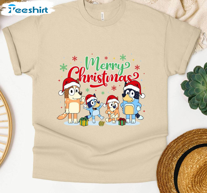 Bluey Dog Christmas Shirt, Bluey Christmas Funny Long Sleeve Tee Tops