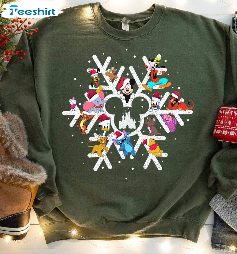 Snowflake Shirt, Christmas Magic Kingdom Crewneck Sweatshirt Long Sleeve