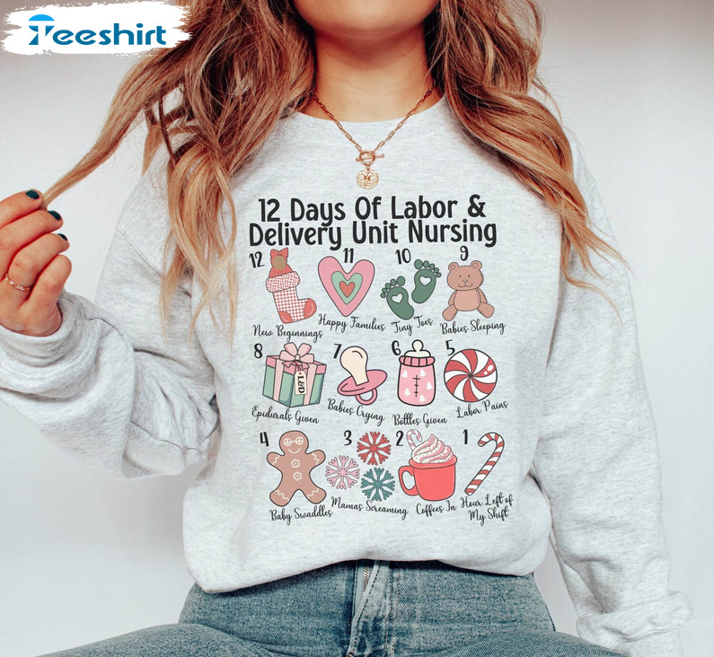 L Amp D Nurse Christmas Shirt, Bull Labor And Delivery Nurse Sweater Long Sleeve