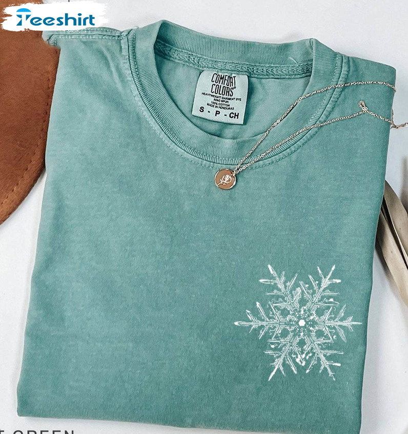 Snowflake Cute Shirt, Minimal Christmas Long Sleeve Sweater