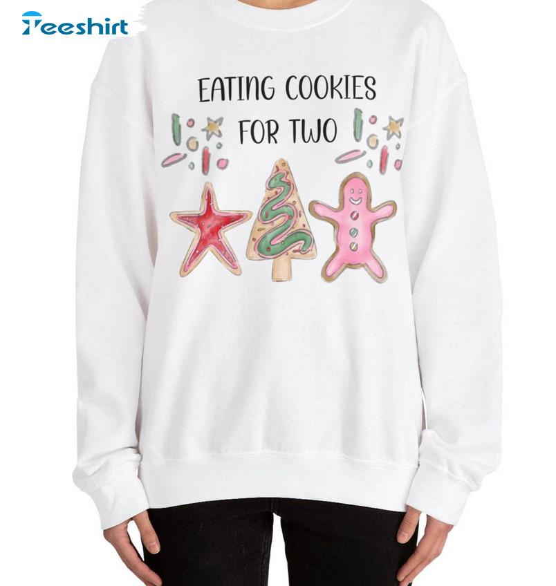 Christmas Cookies For Two Funny Shirt, Pregnancy Reveal Christmas Crewneck Sweatshirt Tee Tops