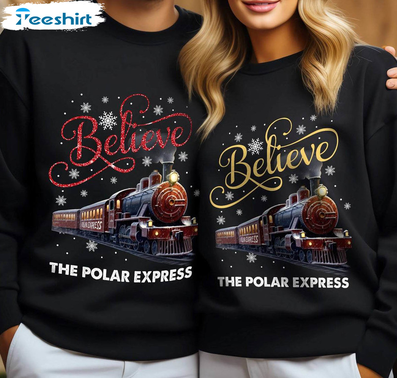 Polar Express Matching Shirt, Christmas Funny Crewneck Sweatshirt Long Sleeve