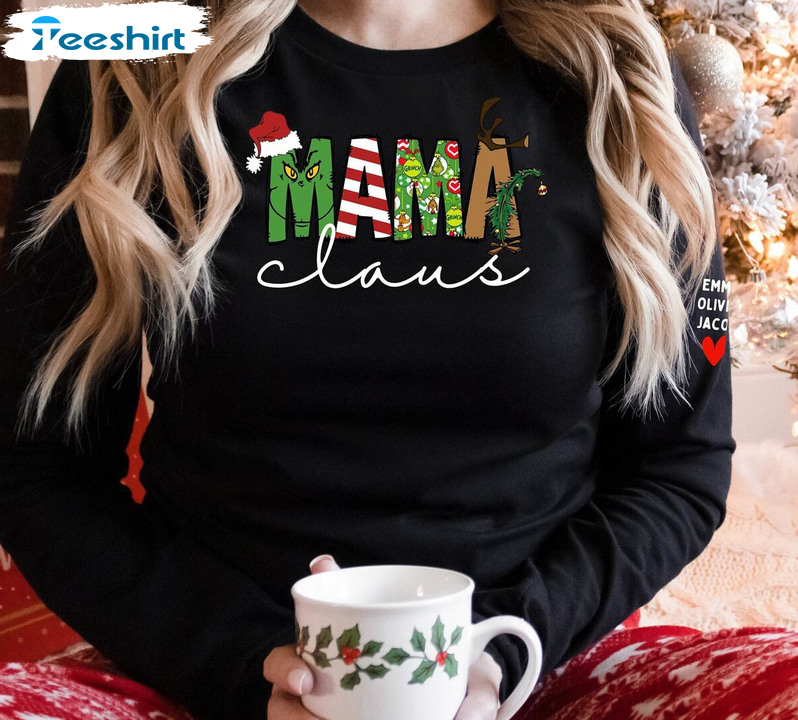 Mama Claus Funny Shirt, Mom Cozy Christmas Long Sleeve Unisex T Shirt