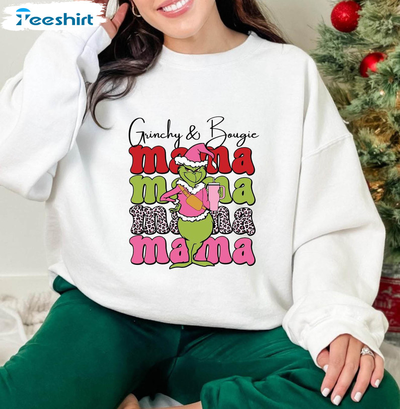 Mama Grinch Shirt, Christmas Mama Long Sleeve Tee Tops