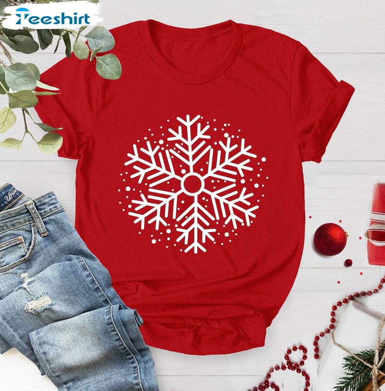 Snowflake Christmas Shirt, Christmas Party Tee Tops Short Sleeve