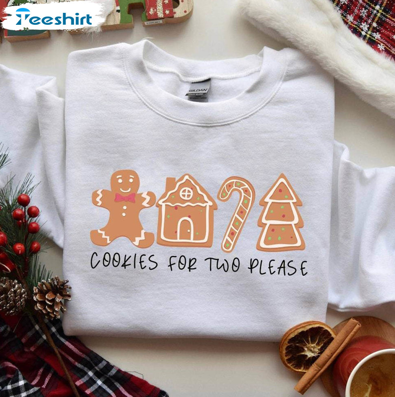 Christmas Cookies For Two Please Shirt, Pregnancy Announcement Christmas Crewneck Sweatshirt Tee Tops