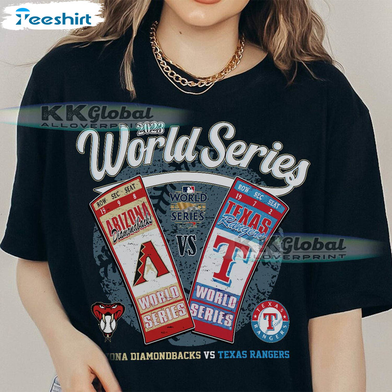 Vintage Arizona Diamondbacks Vs Texas Rangers Shirt, 2023 World Series Tee Tops Short Sleeve