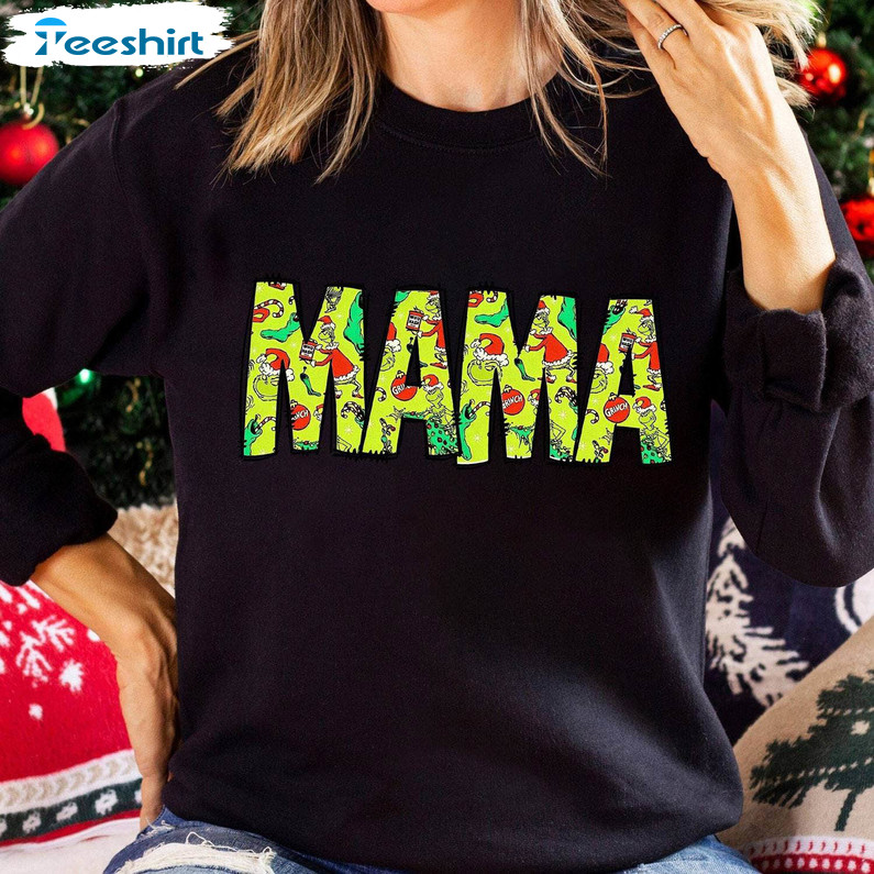 Mama Grinch Trendy Shirt, Mama And Mini Short Sleeve Tee Tops