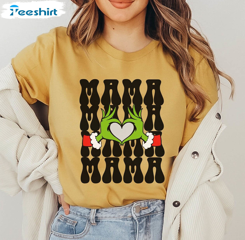 Mama Grinch Shirt, Christmas Grinch Face Sweater Unisex Hoodie