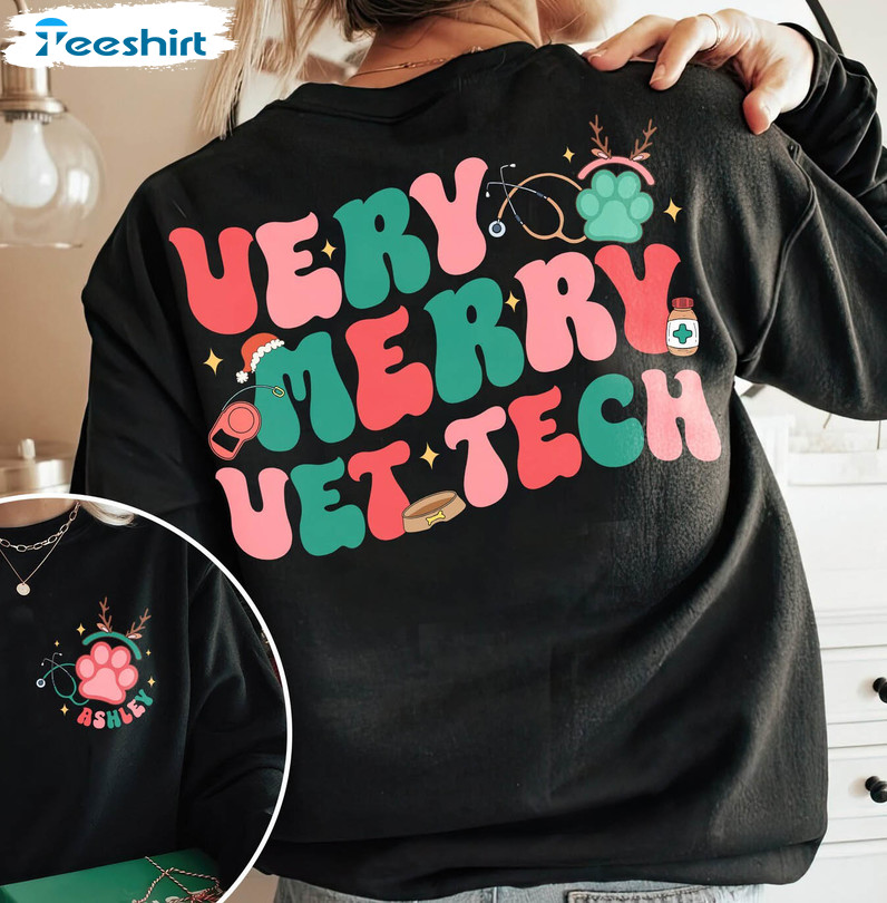 Very Merry Vet Tech Shirt, Veterinary Technician Short Sleeve Tee Tops