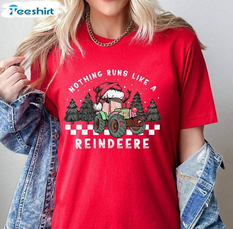 Nothing Runs Like A Reindeer Shirt, Christmas Light Santa Unisex Hoodie Tee Tops