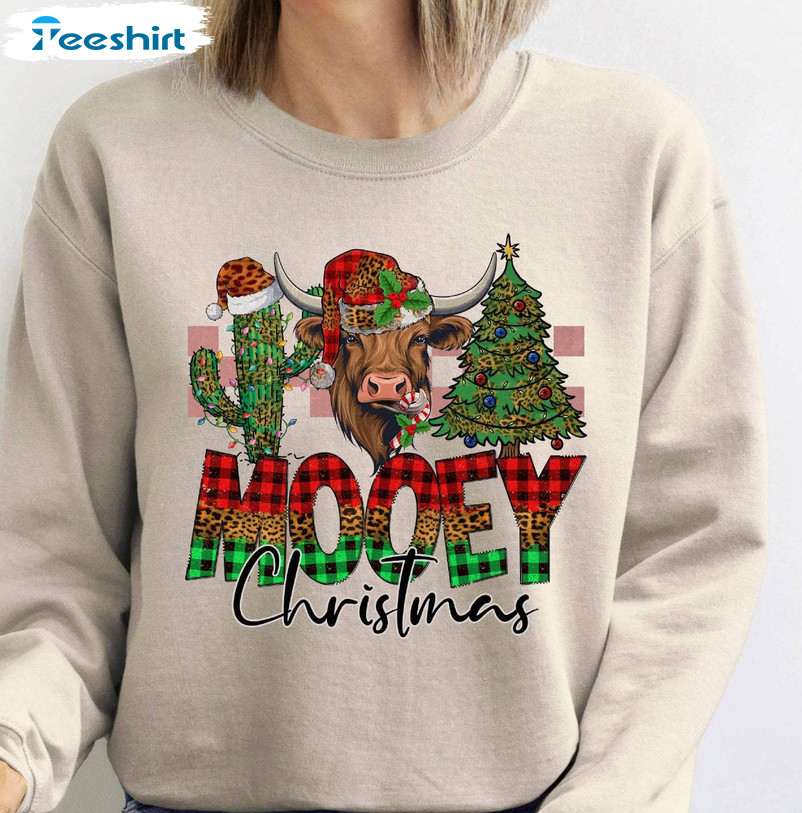 Mooey Christmas Sweatshirt, Christmas Western Crewneck Sweatshirt Sweater