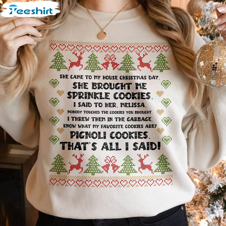 She Brought Me Sprinkle Cookies Shirt, Christmas Cookies Sweater Short Sleeve