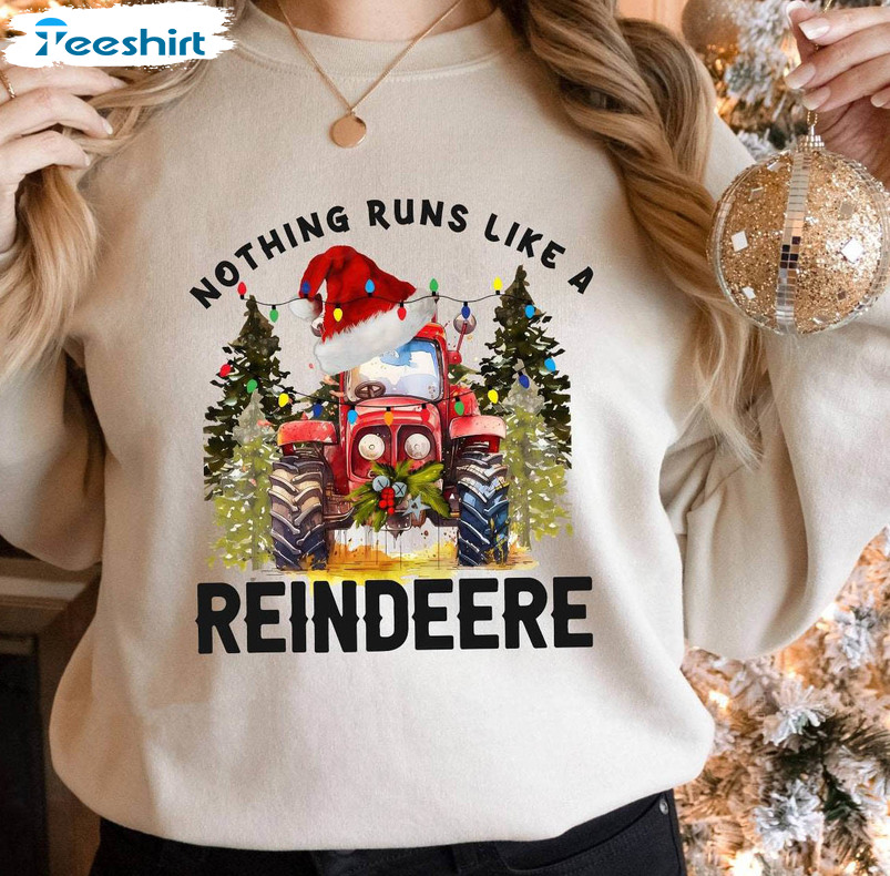 Nothing Runs Like A Reindeer Shirt, Retro Holiday Tee Tops Sweater