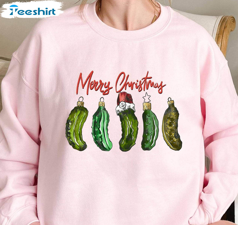 Canned Pickles Christmas Shirt, Christmas Party Pickle Lovers Xmas Short Sleeve Sweater