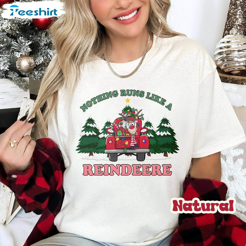 Nothing Runs Like A Reindeer Shirt, Christmas Tractor Reindeer Unisex T Shirt Tee Tops