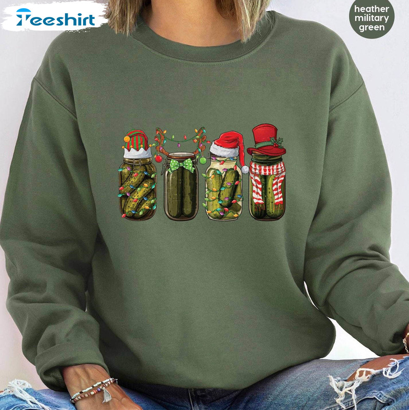 Canned Pickles Christmas Shirt, Pickle Lover Short Sleeve Sweater