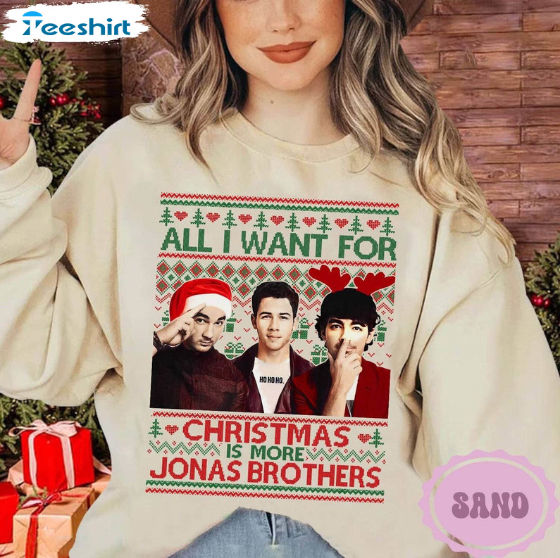 Jonas Brothers Shirt, All I Want For Christmas Is Jonas Brothers Tee Tops Short Sleeve