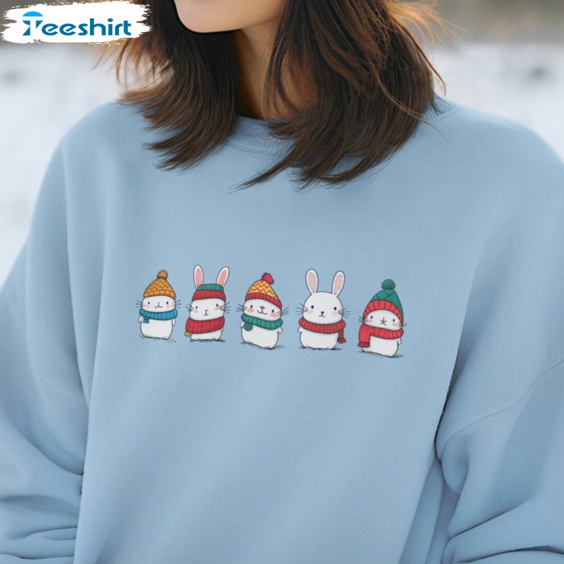 Tokihut Winter Bunny Shirt, Bunny Rabbit Short Sleeve Sweater