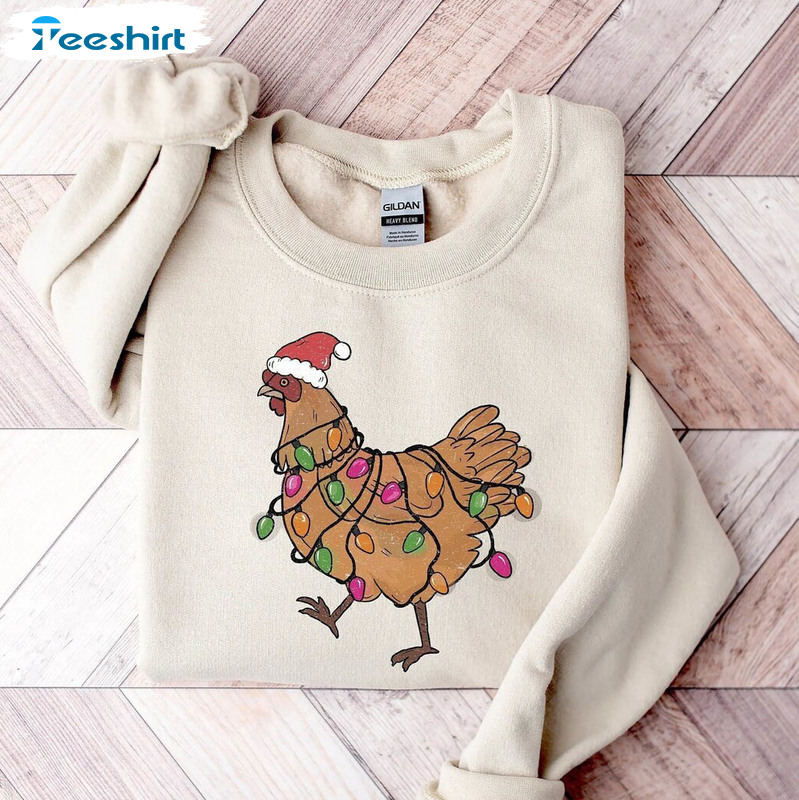 Chicken Christmas Shirt, Funny Animal Short Sleeve Unisex T Shirt