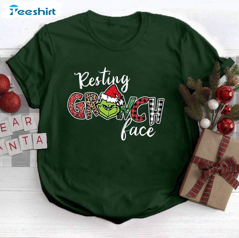 Resting Grinch Face Shirt, Grinch Christmas Holiday Unisex T Shirt Crewneck Sweatshirt